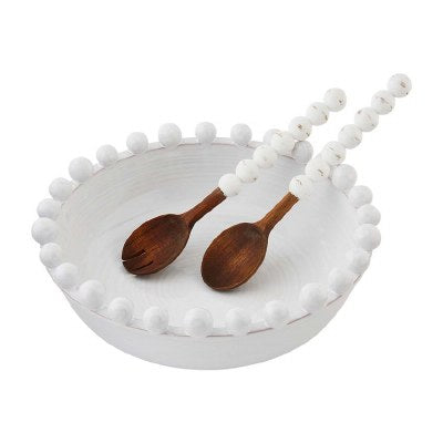 White Dotted Edge Bowl w/ Servers