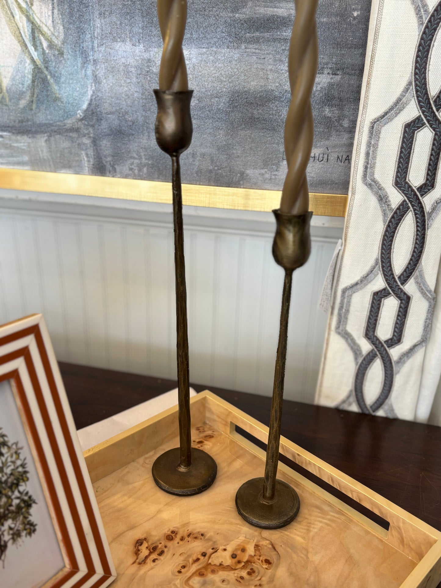 Brass Tulip-Shaped Taper Candlestick