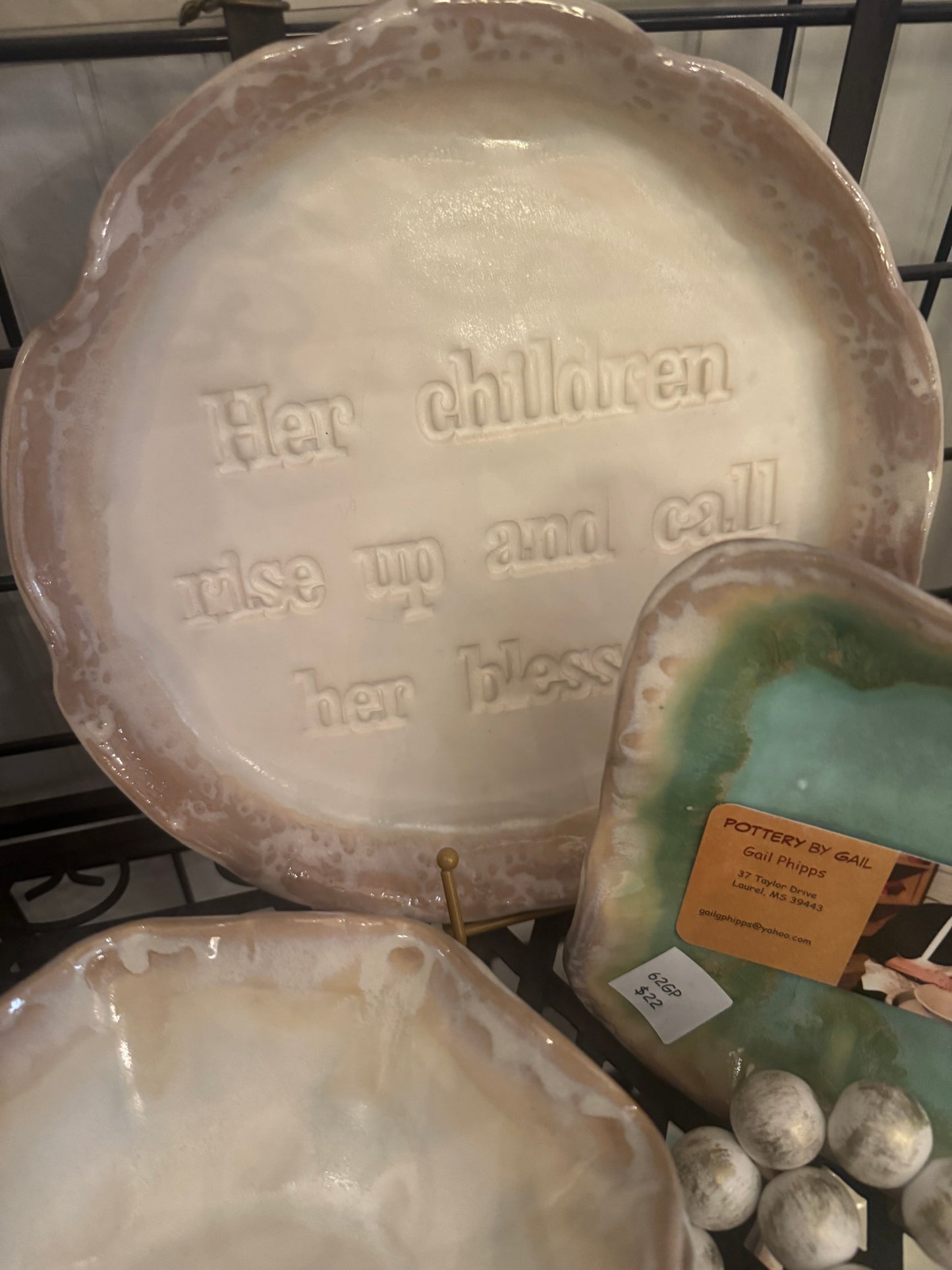 "Her Children" Cream Pottery Tray