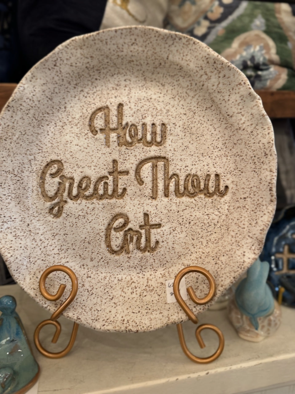 Brown Speckled "How Great Thou Art" Pie Plate