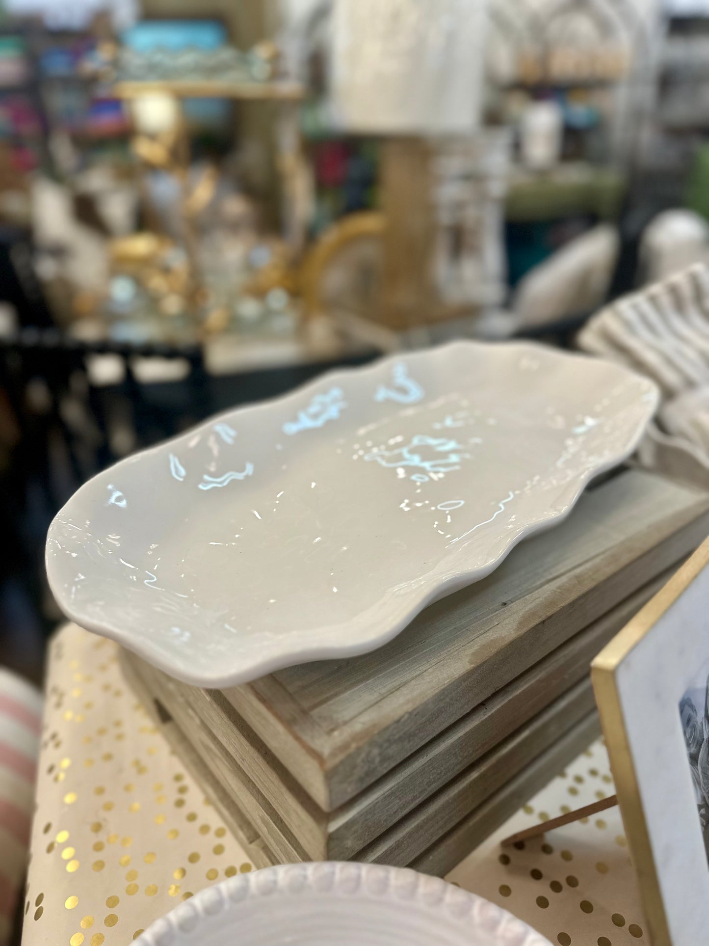 Large White Oval Ceramic Tray