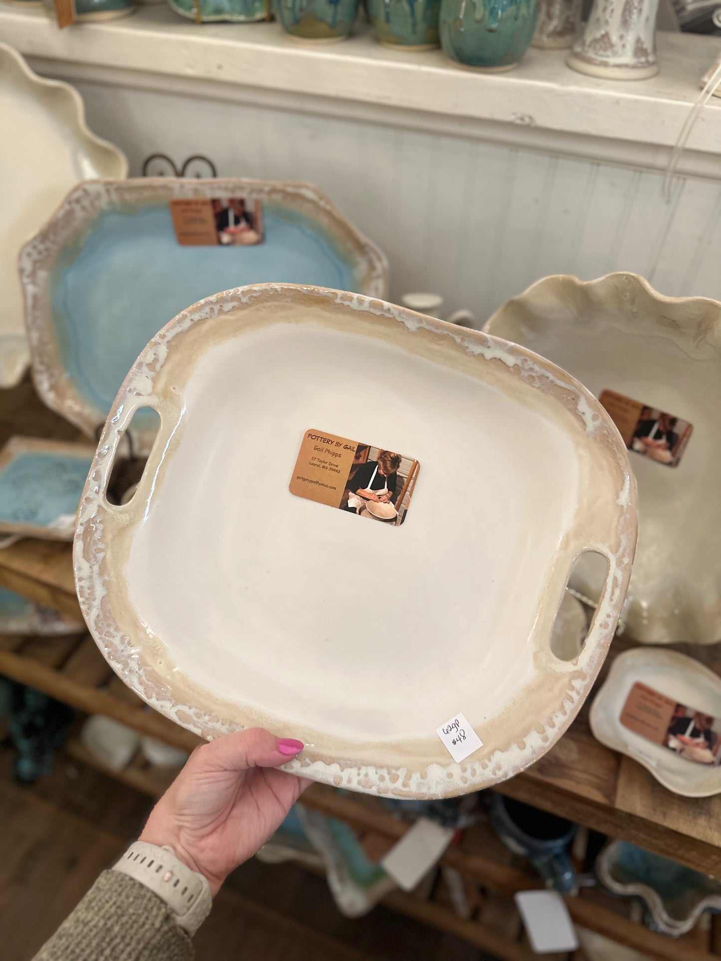 Pottery Oval Platter with Handles
