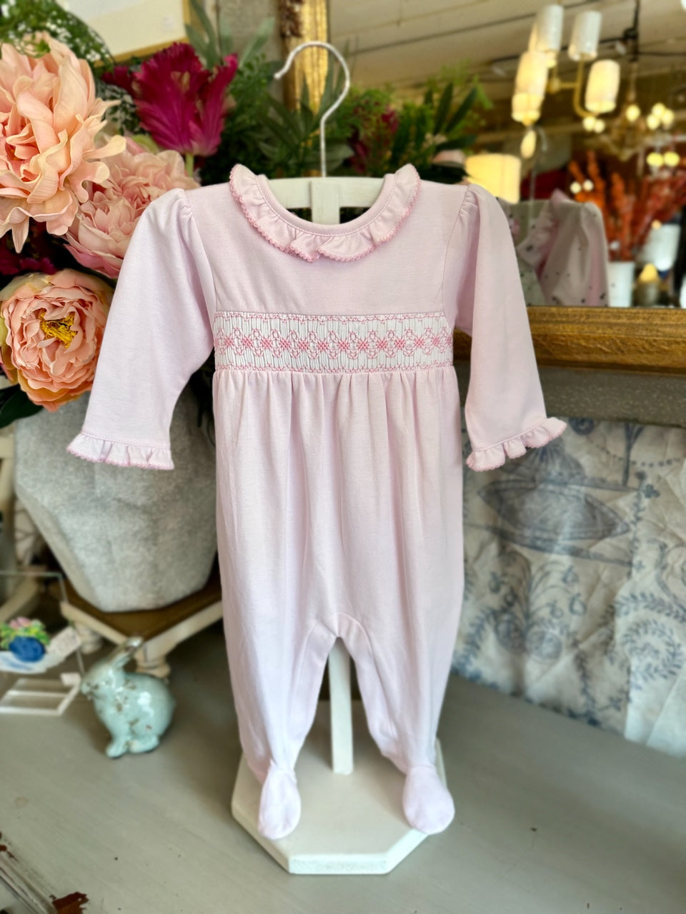 Pink Smocked Footie