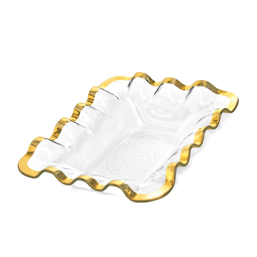 Rectangle Gold Ruffle Bread Basket