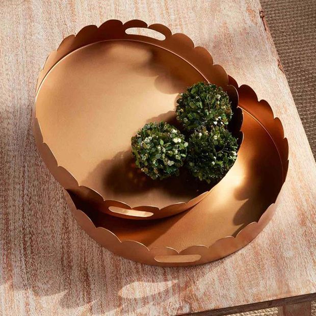 Large Scalloped Gold Tray
