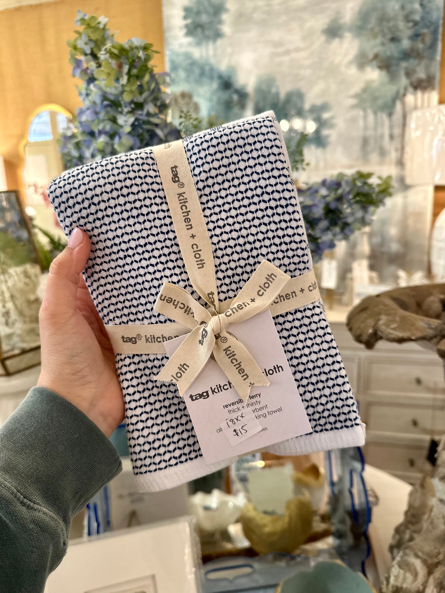 Navy + White Tag Dish Towels