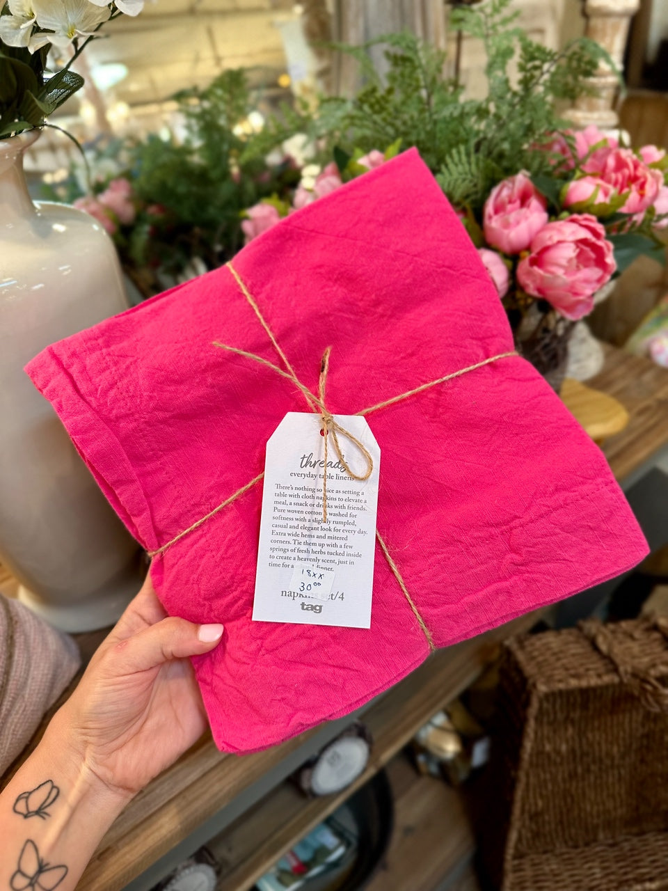 Hot Pink Linen Napkins