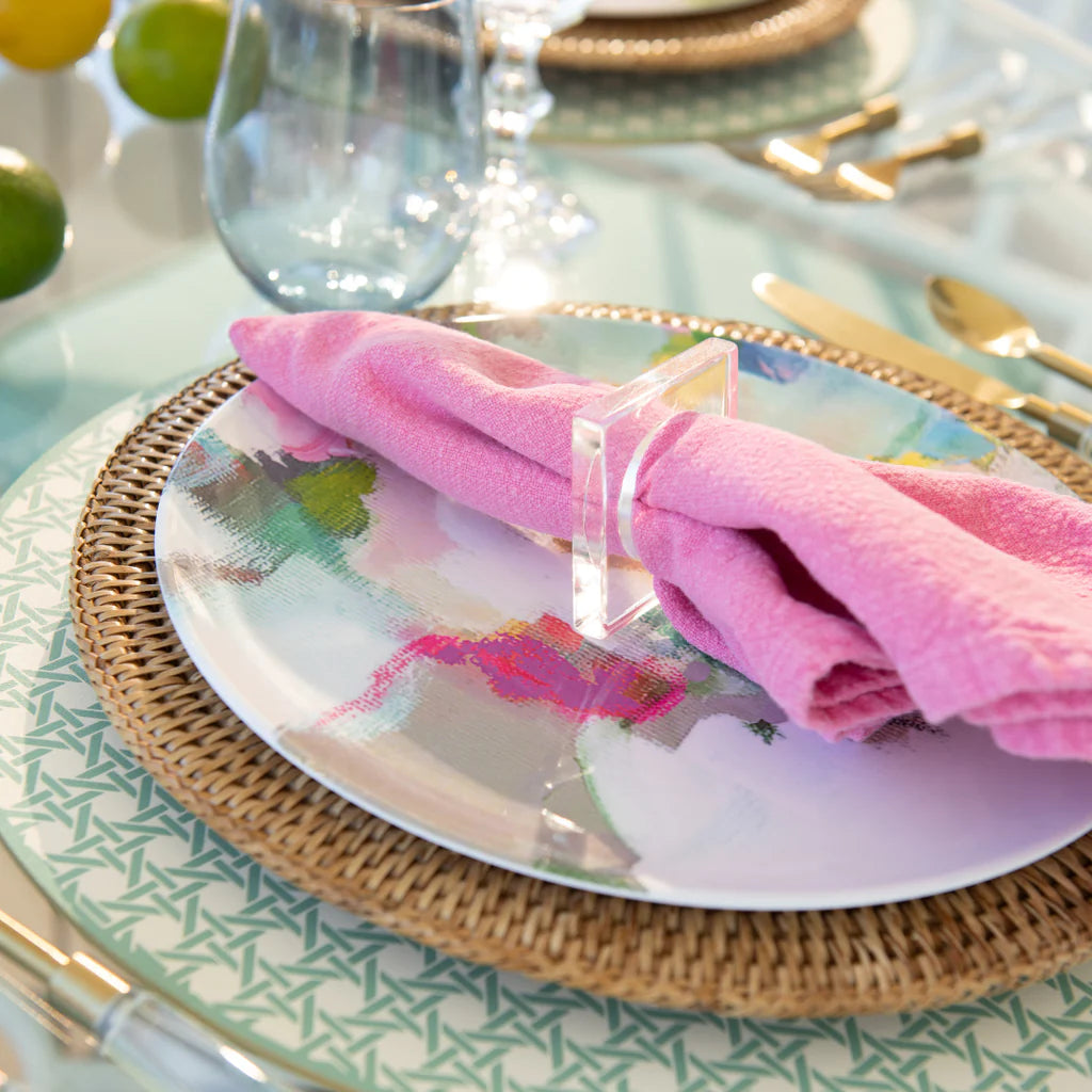 Laura Park Clear Square Napkin Ring Set