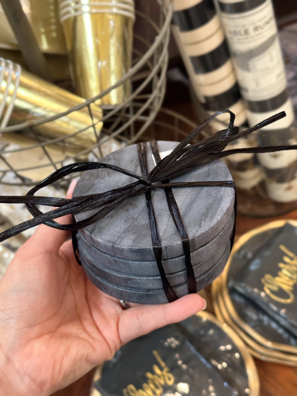 Grey Marble Coaster Set