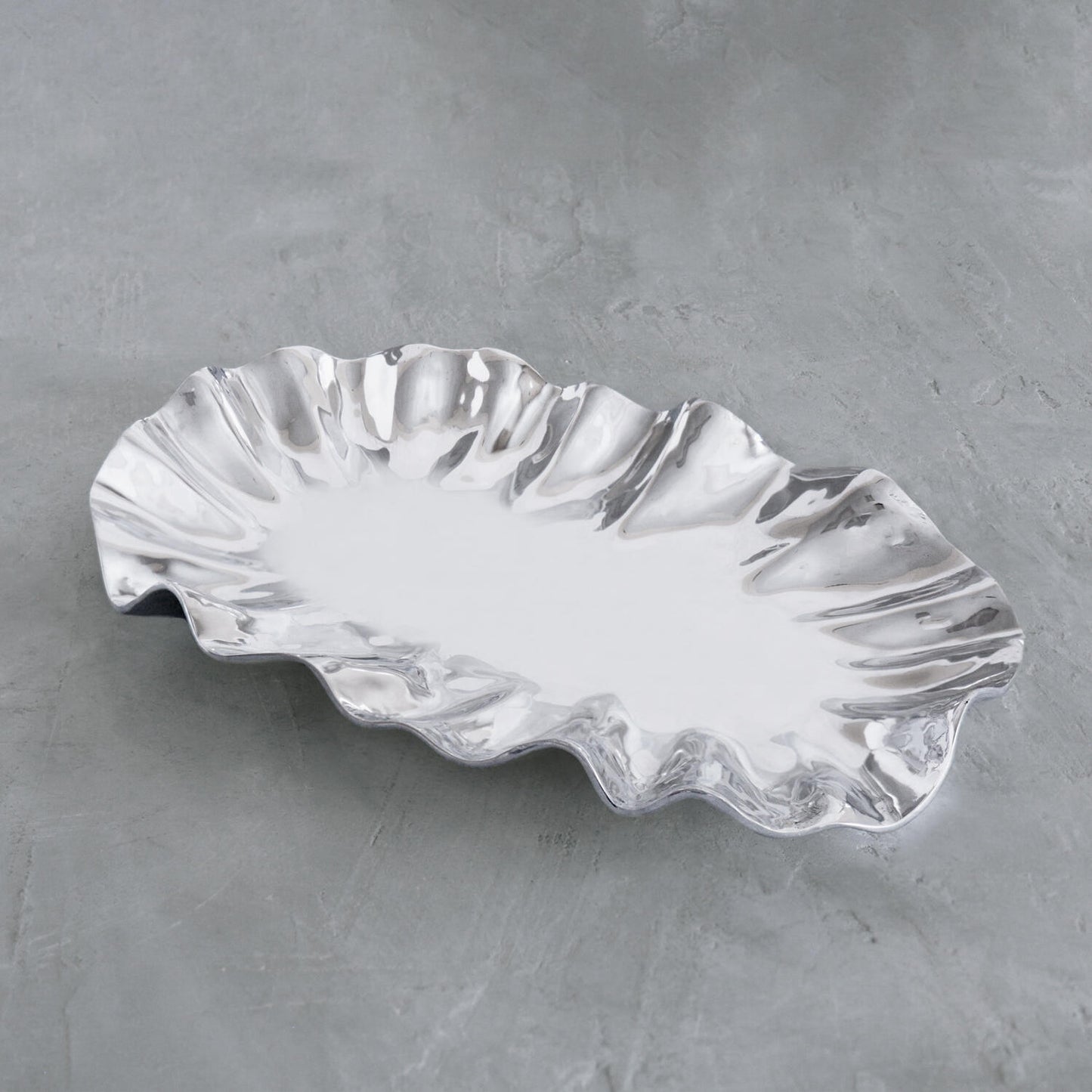Silver Bloom Oval Tray