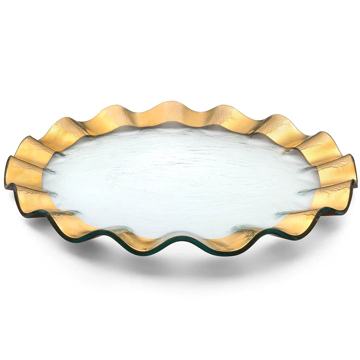Gold Ruffle Round Charger Tray