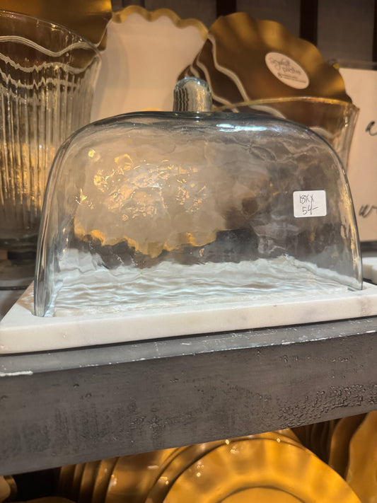 Glass Covered Marble Tray