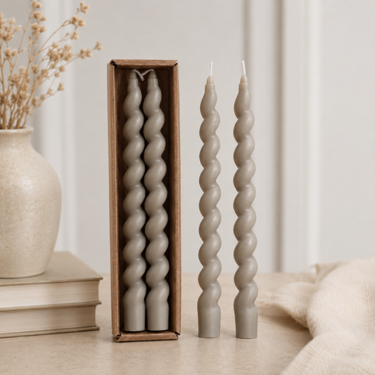 Sage Green Twisted Candle Sticks (2)
