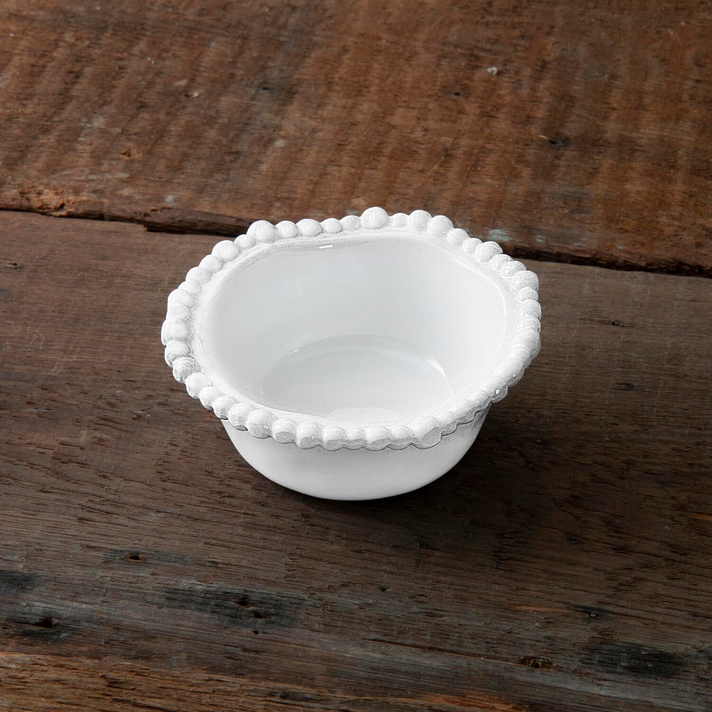 White Melamine Mini Beaded Bowl