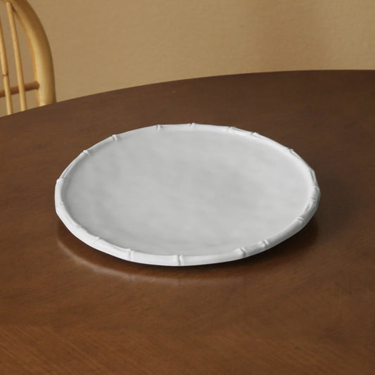 White Melamine Bamboo Dinner Plate