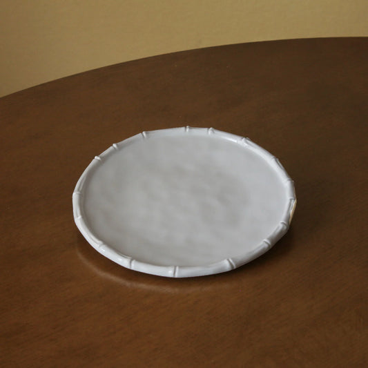 White Melamine Bamboo Salad Plate