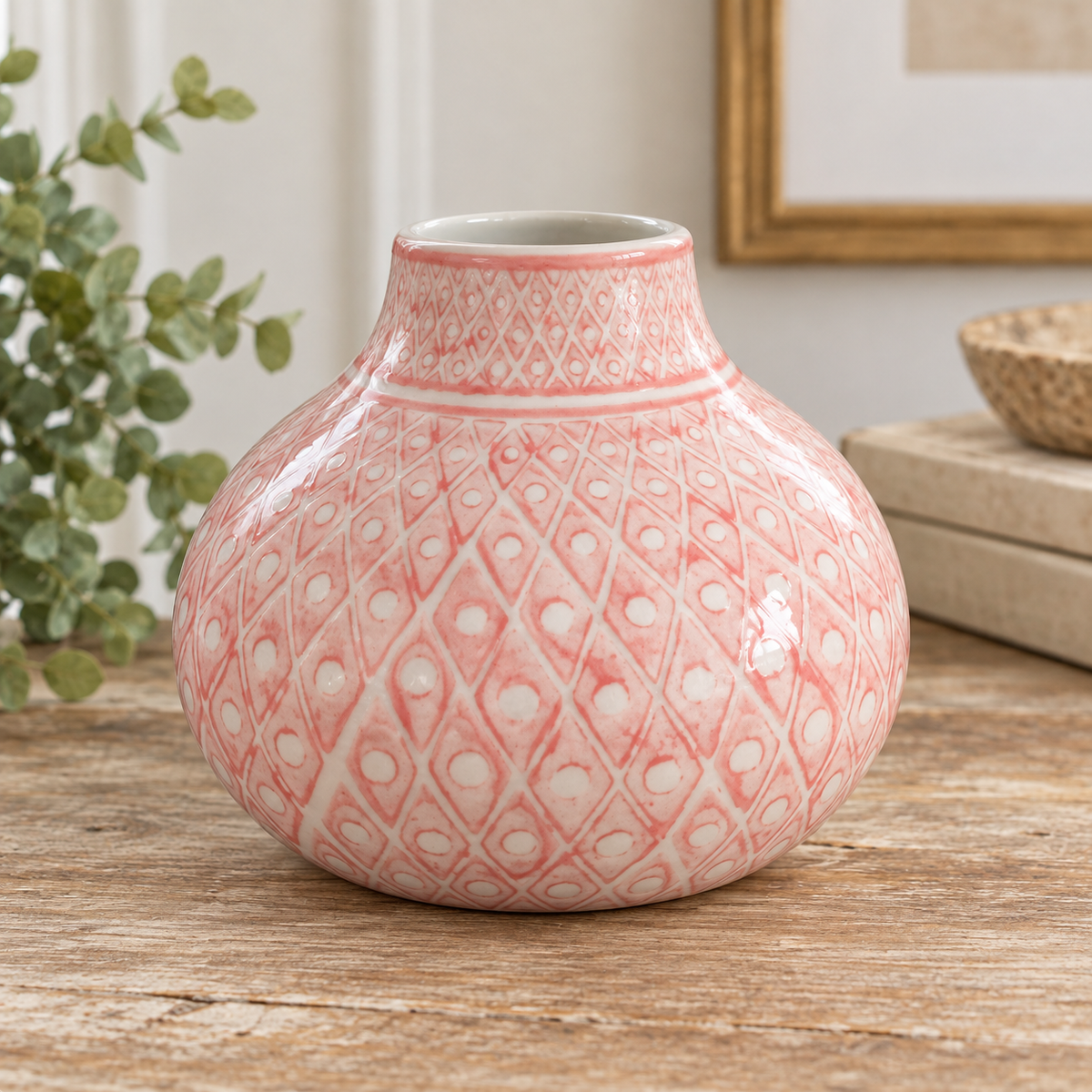 Short Pink/White Vase