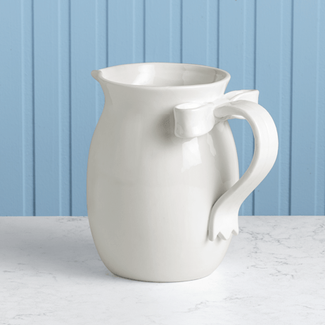 Large White Pitcher with Bow on handle