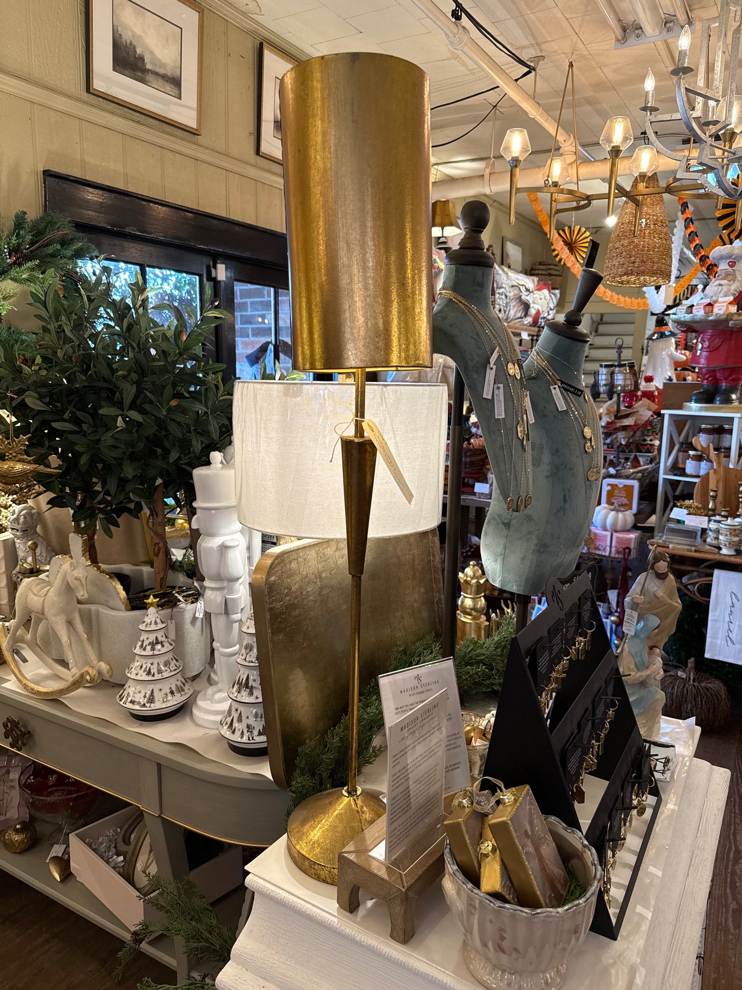 Antique Gold Lamp + Shade