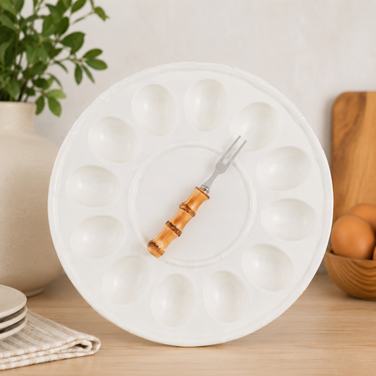Bamboo Detailed Deviled Egg Tray