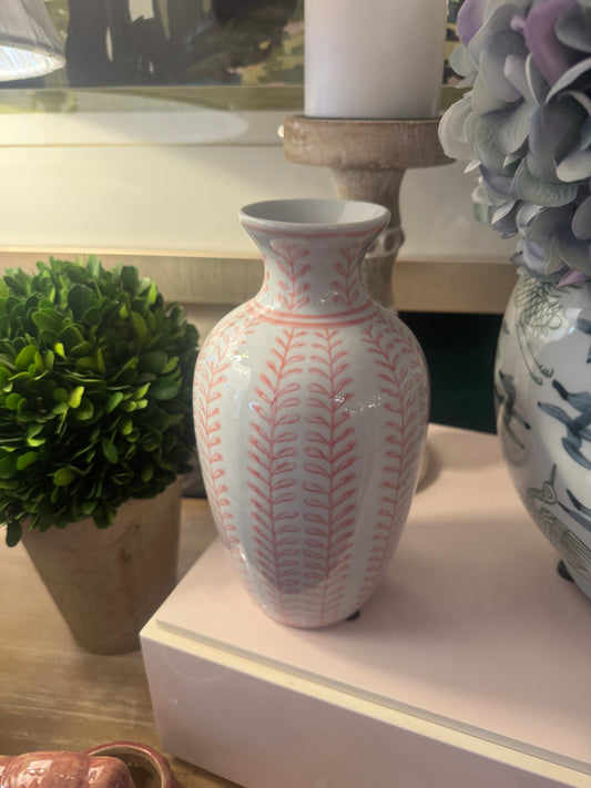 Tall Pink/White Vase