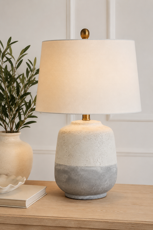Two Toned Grey + White Stone Lamps
