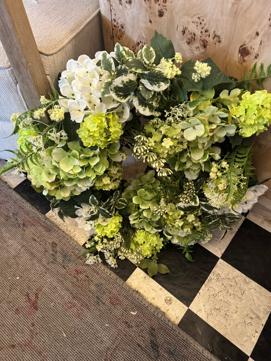 White/Green Floral Wreath