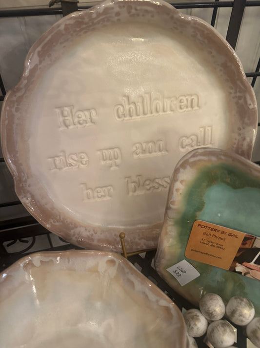 "Her Children" Cream Pottery Tray