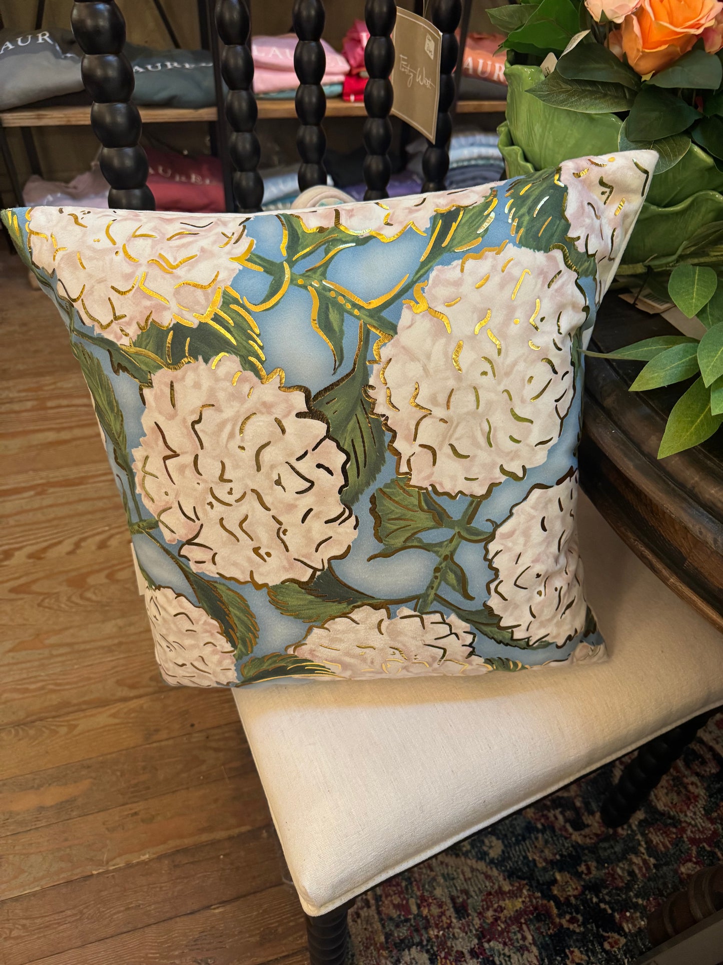 Blue + White Hydrangea Pillow