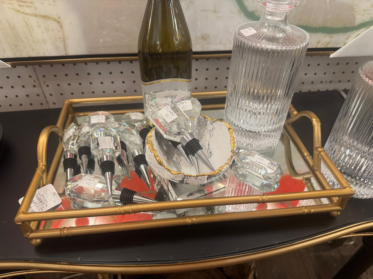 Gold Handled Mirror Tray