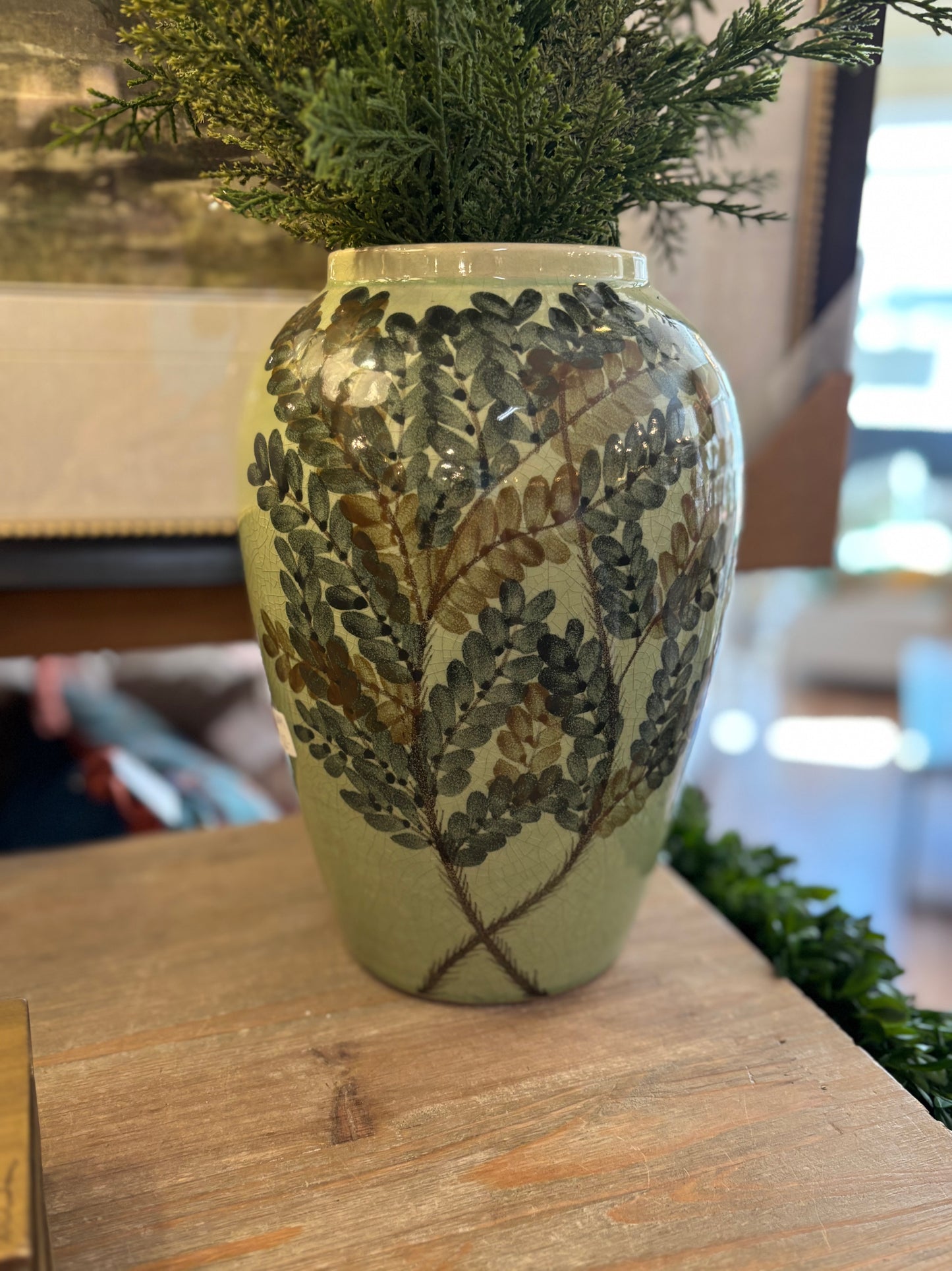 Green Fern Vase