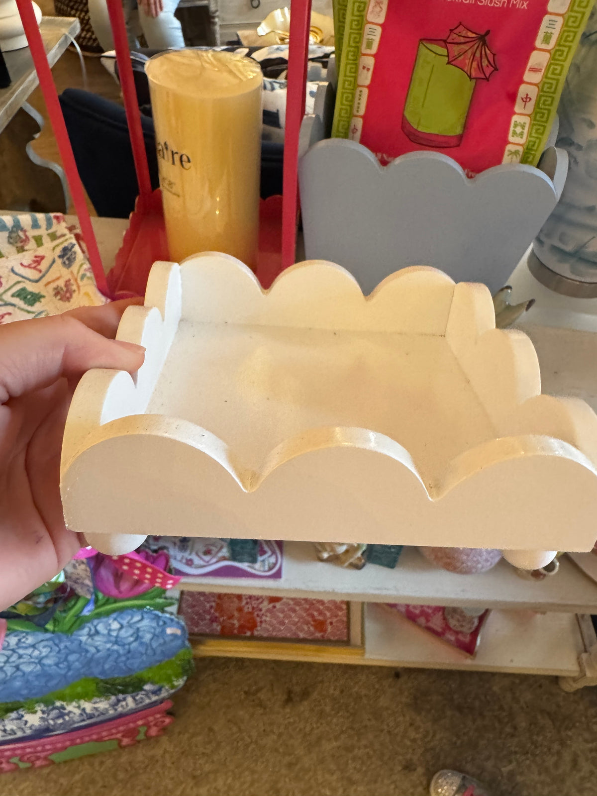 White Scalloped Cocktail Napkin Holder