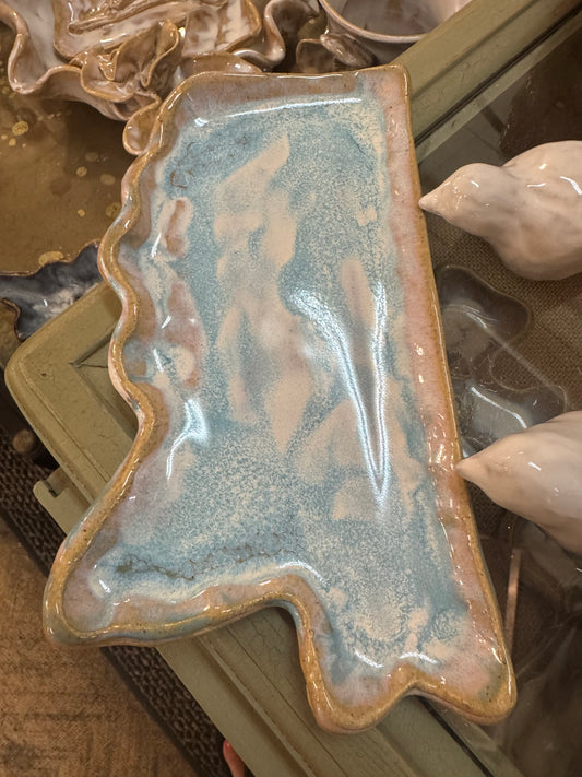 Blue/Tan MS Pottery Tray