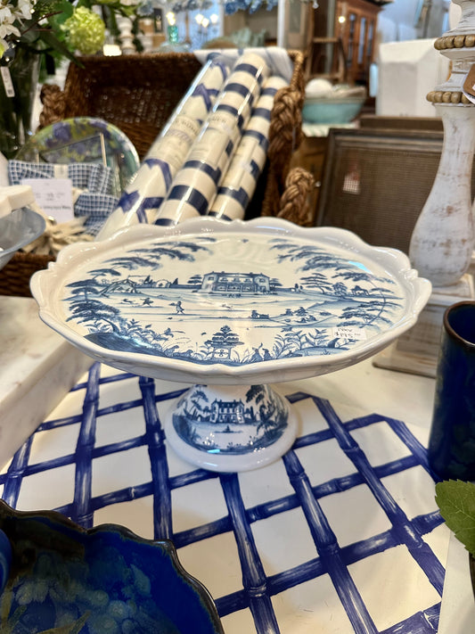 Country Blue Estates Cake Plate