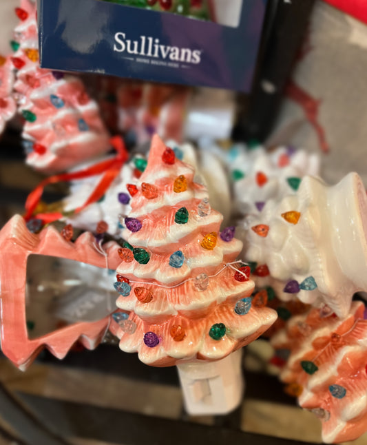 Pink Vintage Christmas Tree Night Light