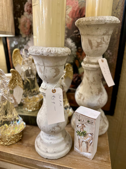 White Plaster Candle Sticks