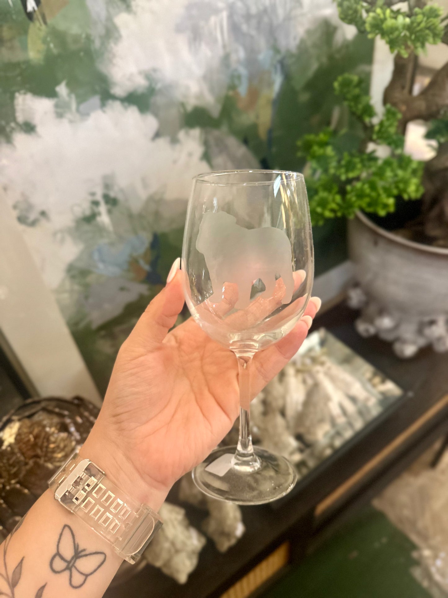 Small Stemmed MS Bulldog Wine Glass