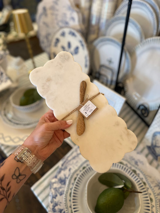 Marble Scalloped Tray