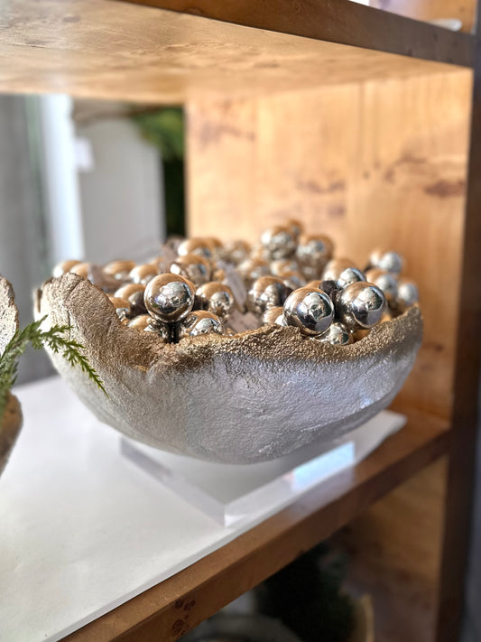 Large Concrete Gold/White Bowl