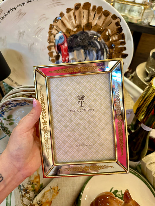 5x7 Mirrored Frame w/ Gold Floral Etching