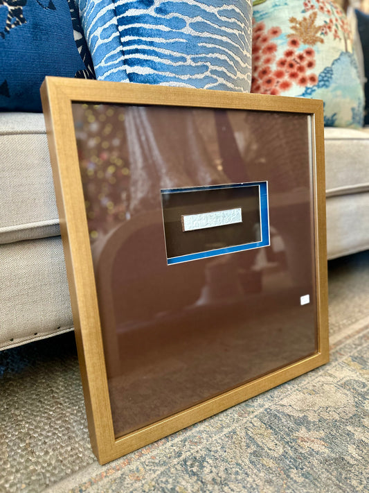 Brown/Blue Matted Small Intaglio with Large Frame