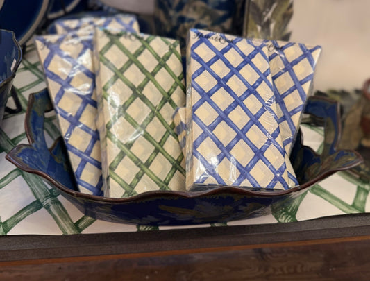BF Pottery Handled Blue Tray
