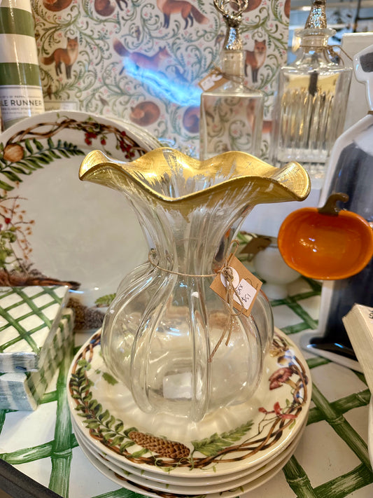Gold Ruffle Top Vase