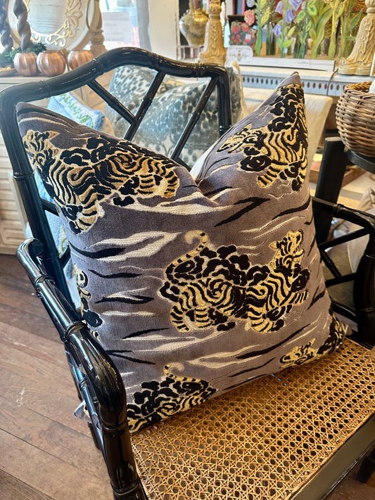 Grey/Gold Tiger Pillow
