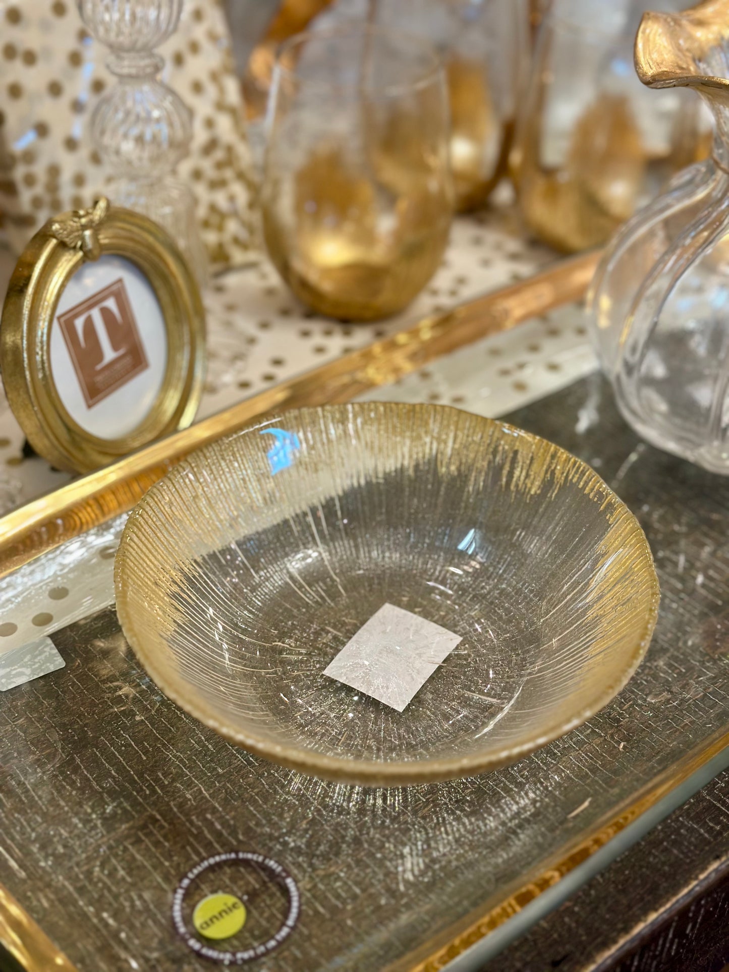 Small Gold Striped Bowl