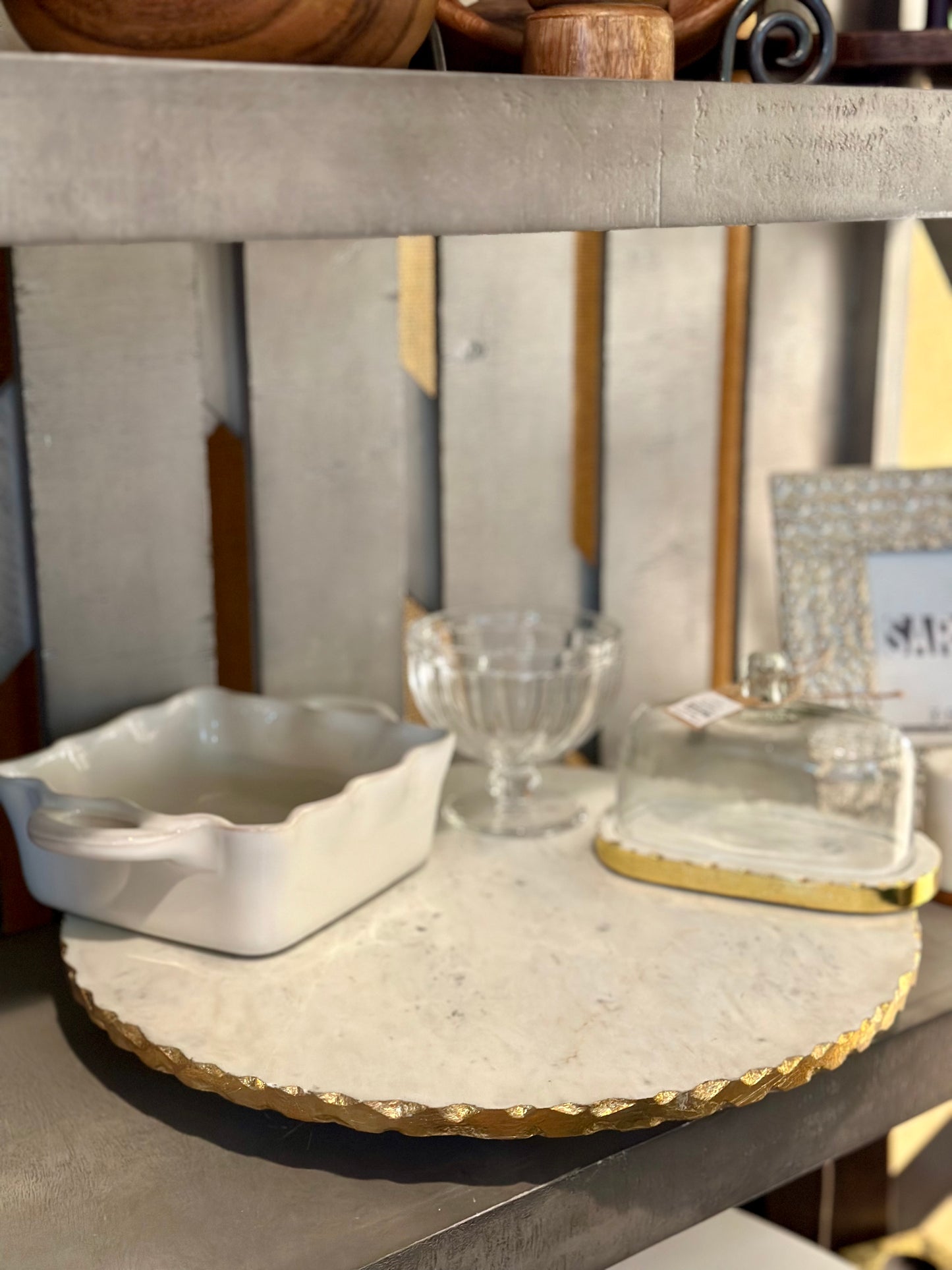 Marble Lazy Susan with Gold Edging