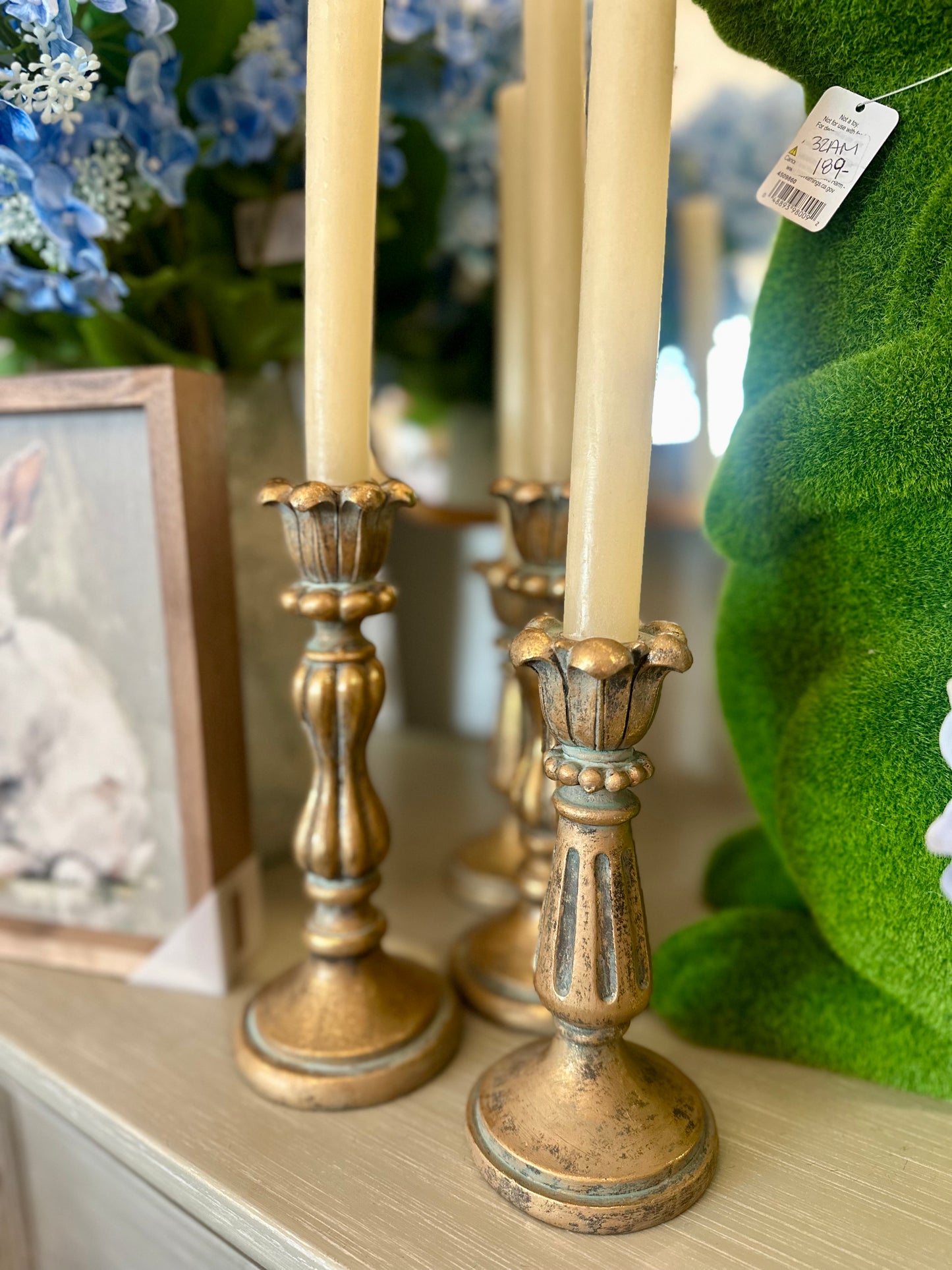 Antiqued Gold Candlestick