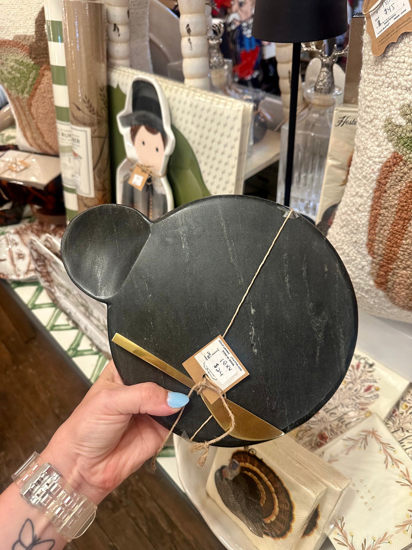 Round Black Marble Cheese Board