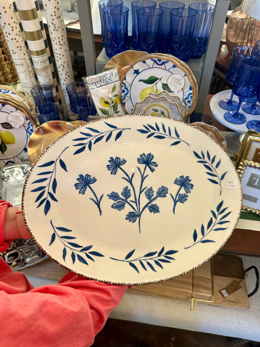 Large Blue Floral Platter