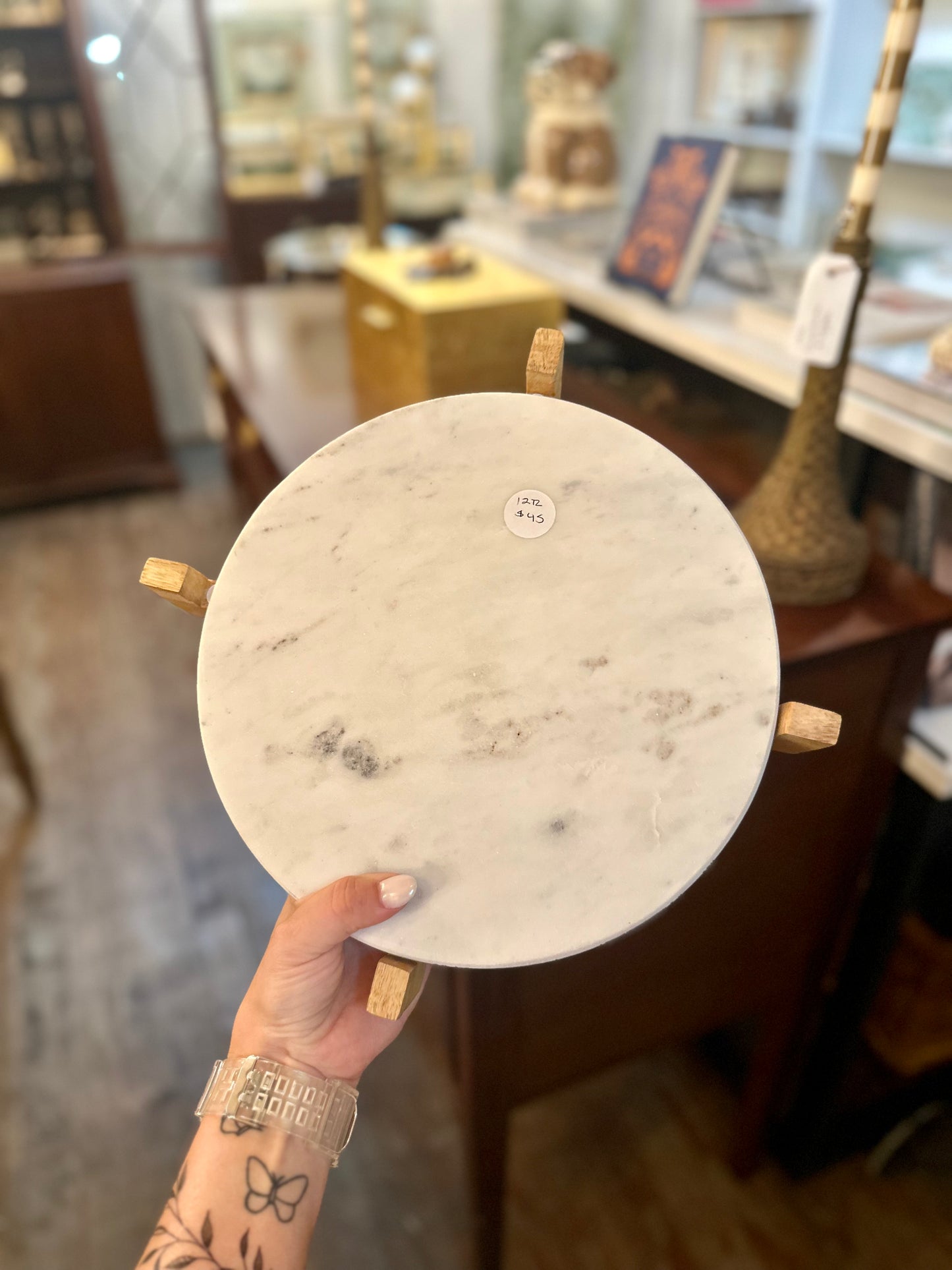 Marble Tray on Wood Stand